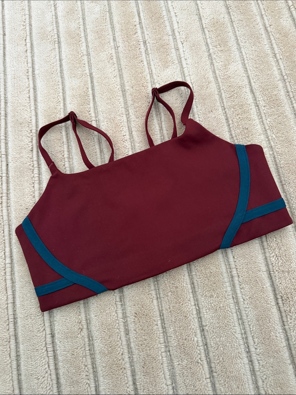 Nike Burgundy Sports Bra with Teal Trim